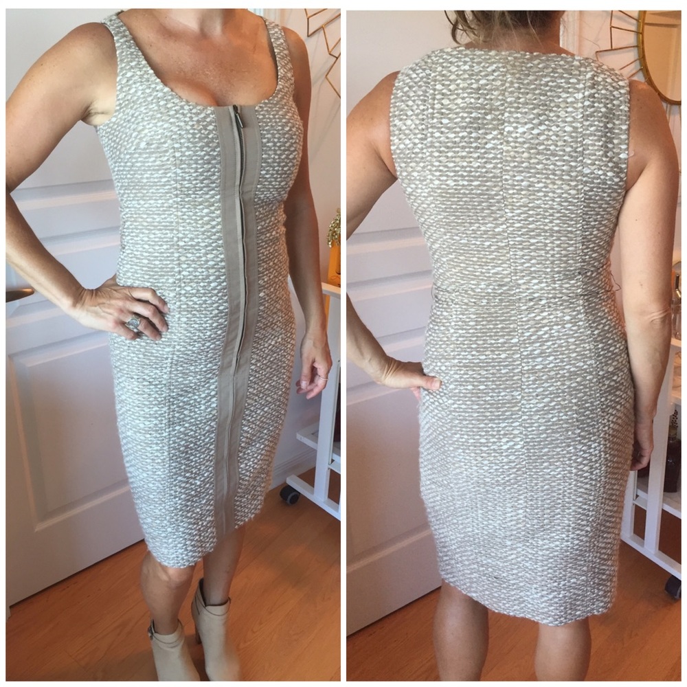 Akris Punto Luxury Designer Knit Beige Dress
